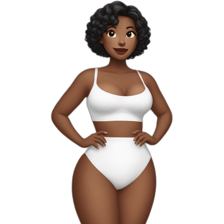 curvy beauty white knickers black dress emoji