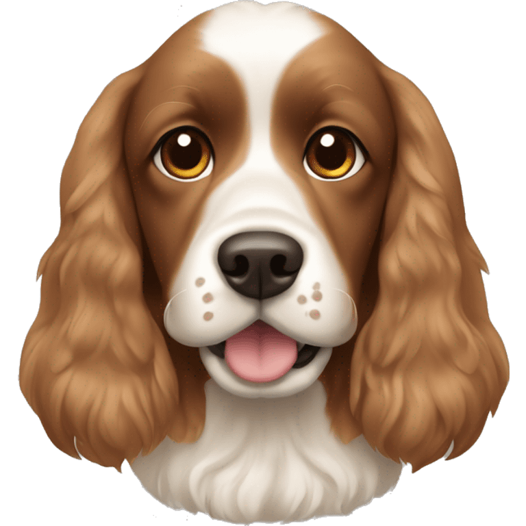 A cocker spaniel, Shitz shu mix dog, brown,white,and light brown colors emoji