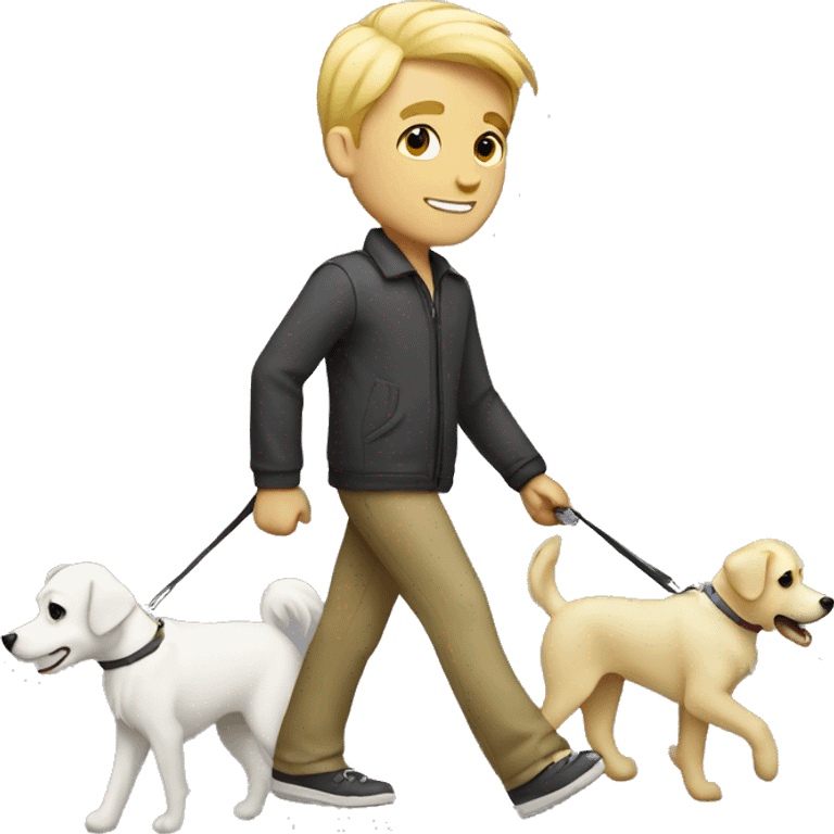 Blonde guy walking white dog emoji