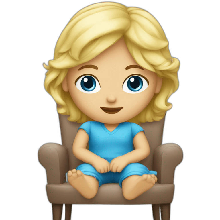 Blonde girl Blue eyes in chair emoji