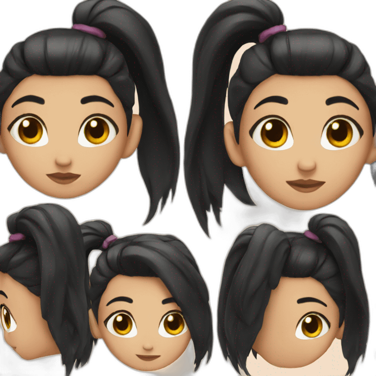 girl with black hair Ponytail emoji