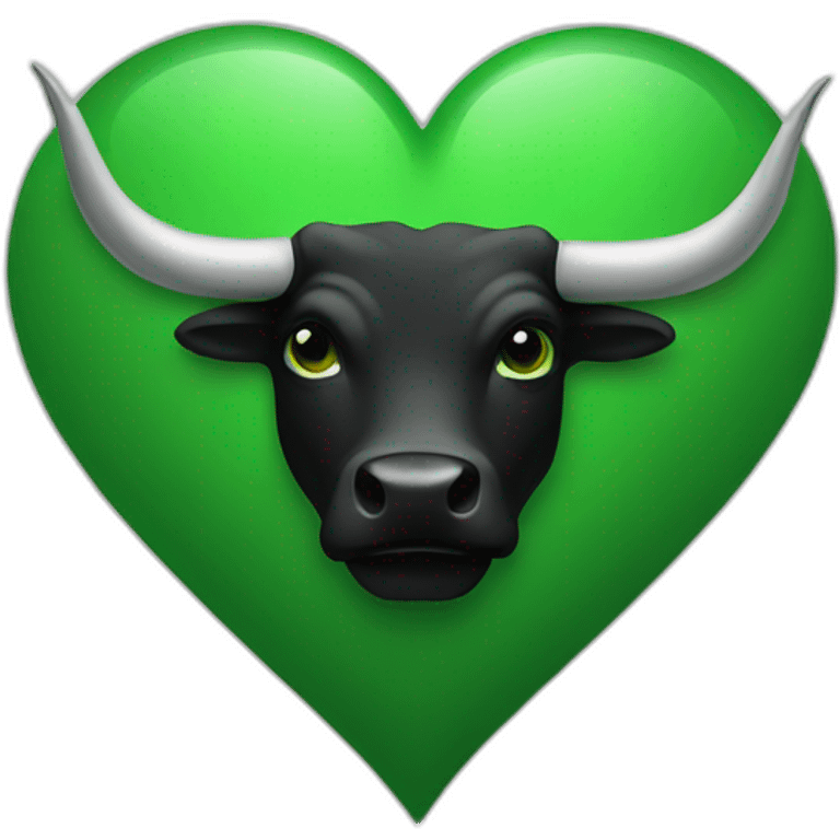 Bull heart green and black emoji