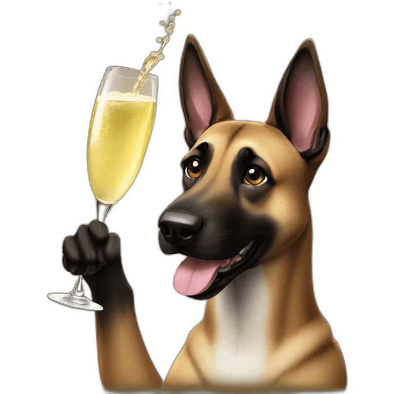 Malinois dog with champagne emoji