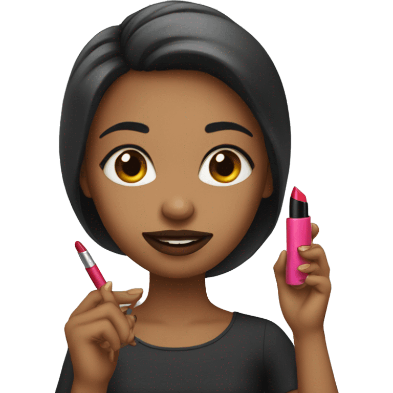 The girl holding the lipstick emoji