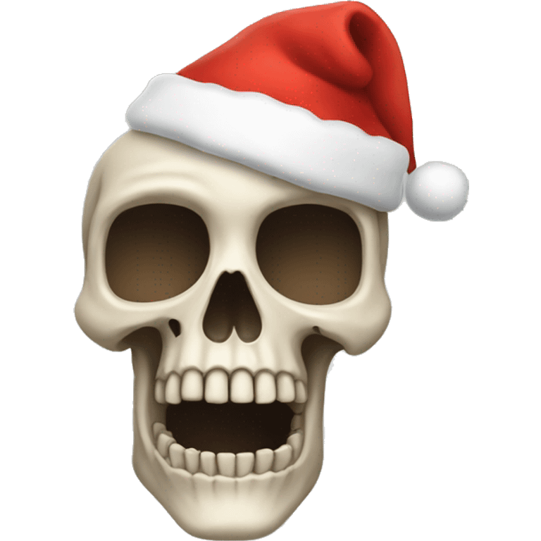 skeleton with a christmas hat on emoji