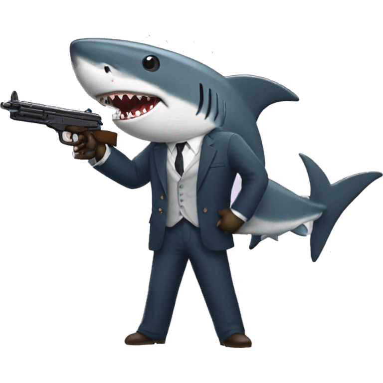 Shark with a gun and suit emoji