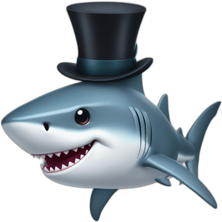 Shark with a top hat emoji