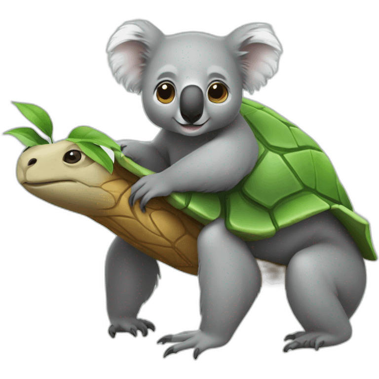 Un koala sur une tortue emoji