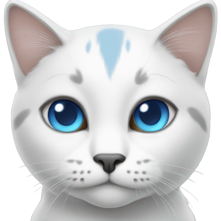 White/gray Cat with blue eyes emoji