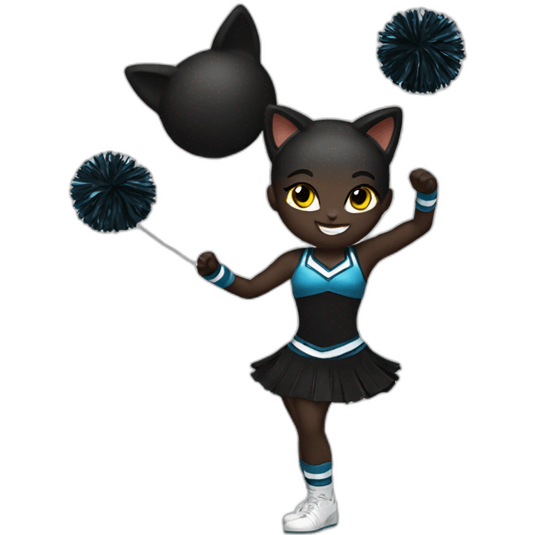 Black cat cheerleader emoji