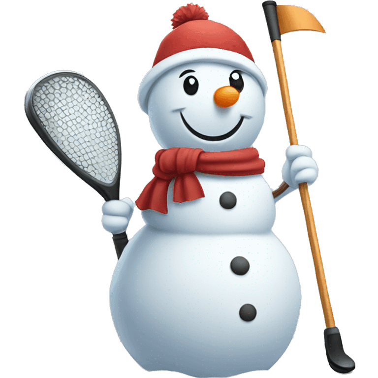 Snowman holding golf club emoji