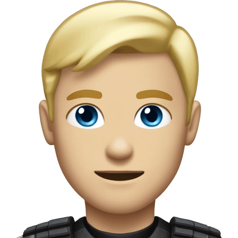 male blonde hair and blues eyed special force soldier with a black uniform emoji