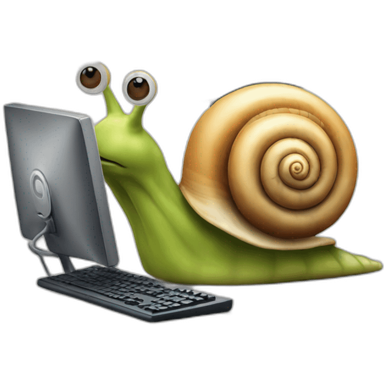 a snail with a computer emoji