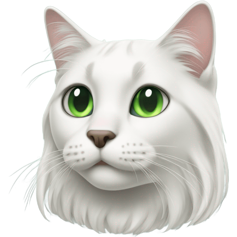 white long hair green eyed cat with black right ear emoji