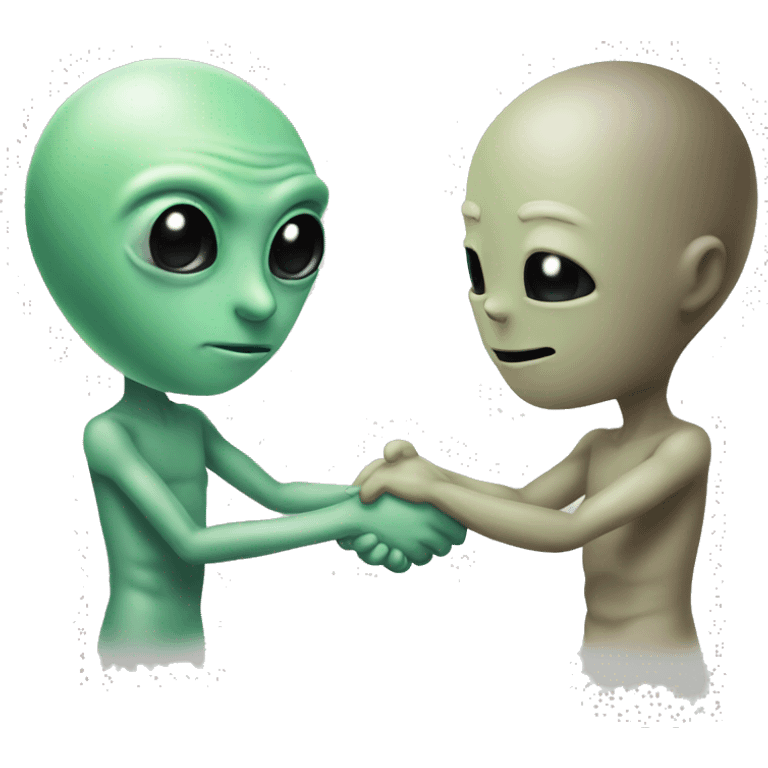 Alien and a human are shaking hands  emoji