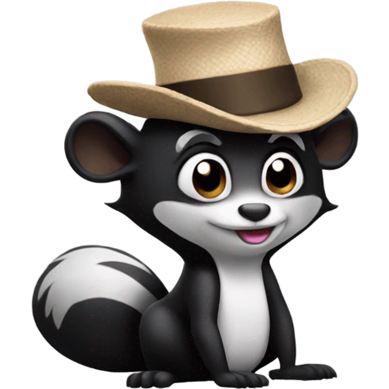 Skunk with a sideways hat emoji