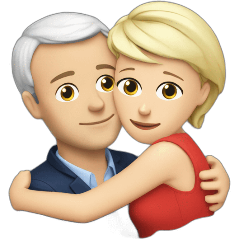 Emmanuel Macron cuddle Marine Lepen emoji