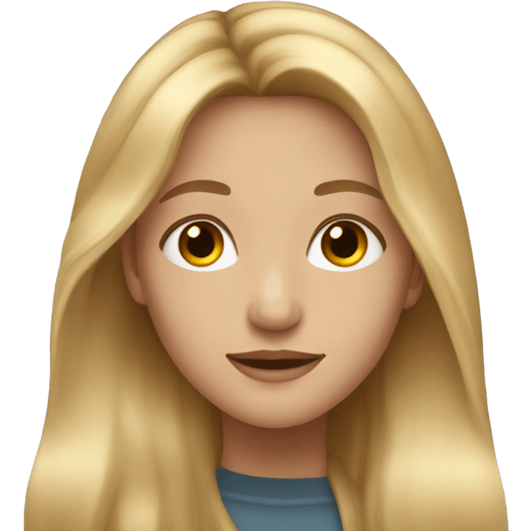 long blond hair girl with gold earrings and brown eyes emoji