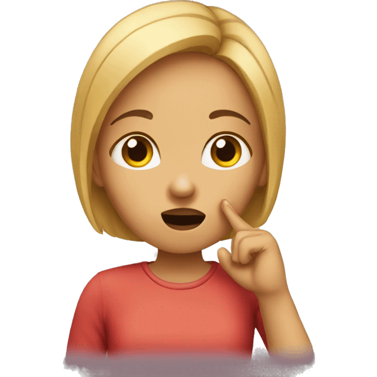 a girl doing shhh emoji