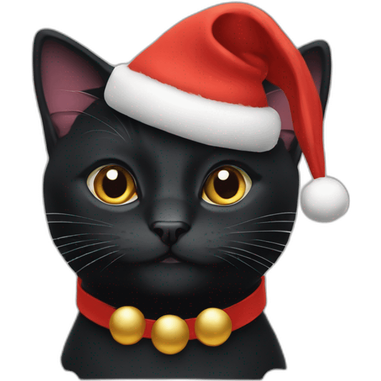 Black cat with chistmas hat emoji