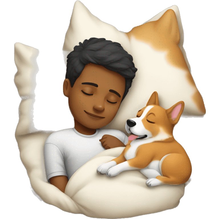 Sleeping Boy with corgi emoji