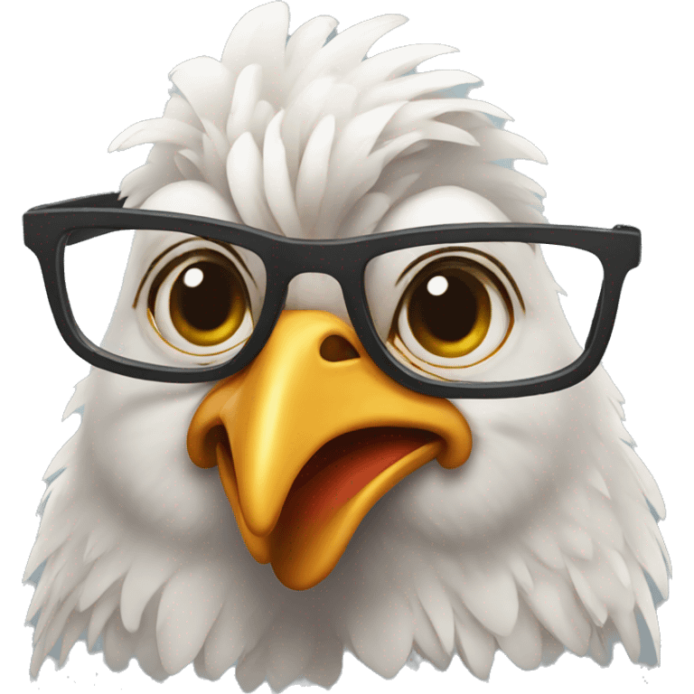 Chicken wearing glasses emoji