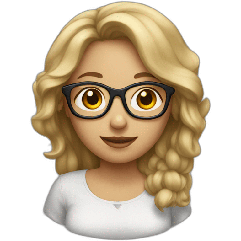 girl, aunt, dirty blond hair, glasses emoji