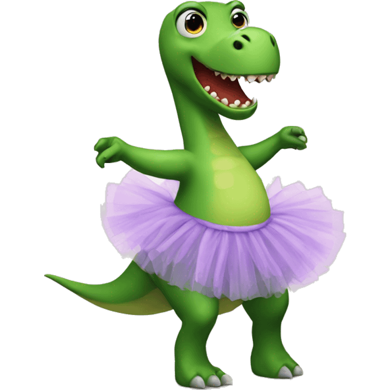 a green dinosaur with a tutu emoji