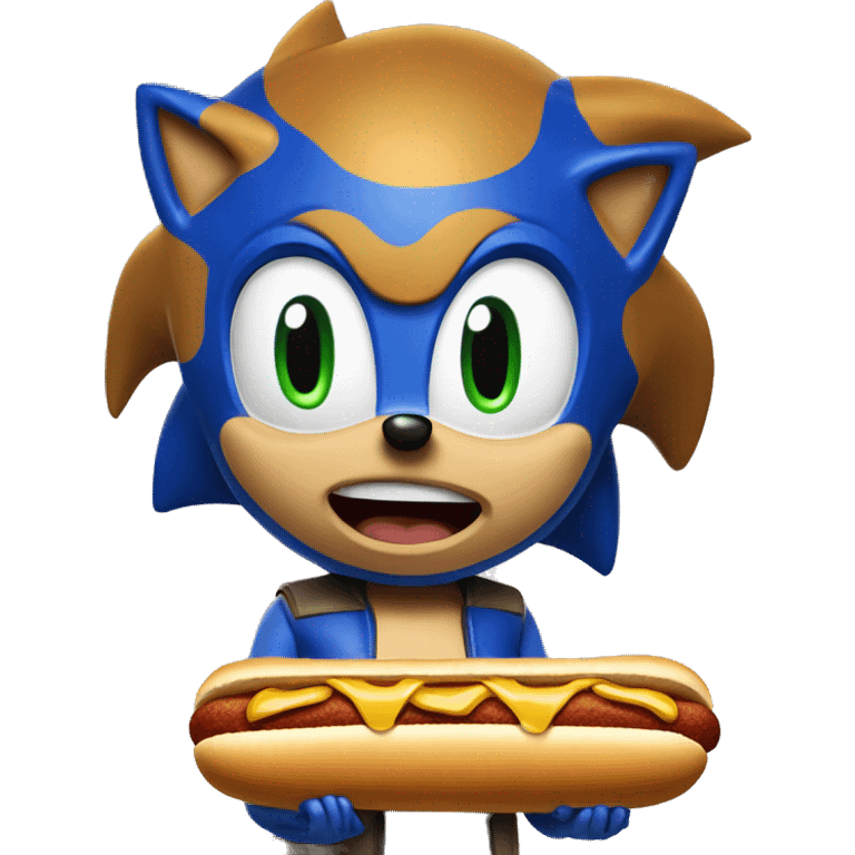 Sonic eating a chili cheese dog emoji