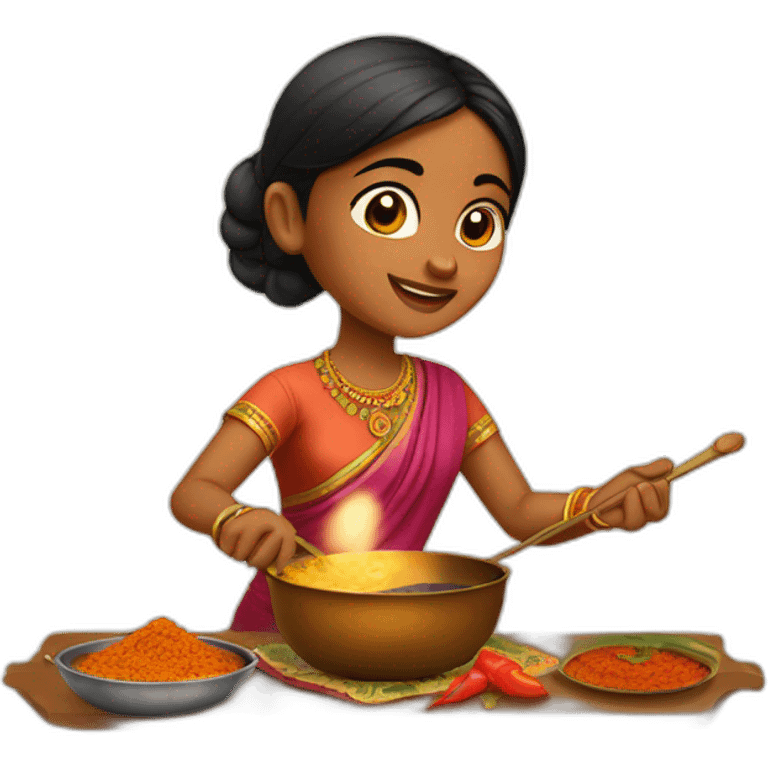 indian girl making tikka massala emoji