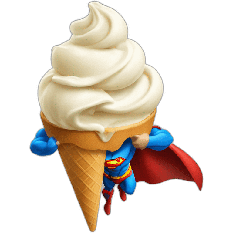 Superman savoring a scoop of vanilla ice cream emoji