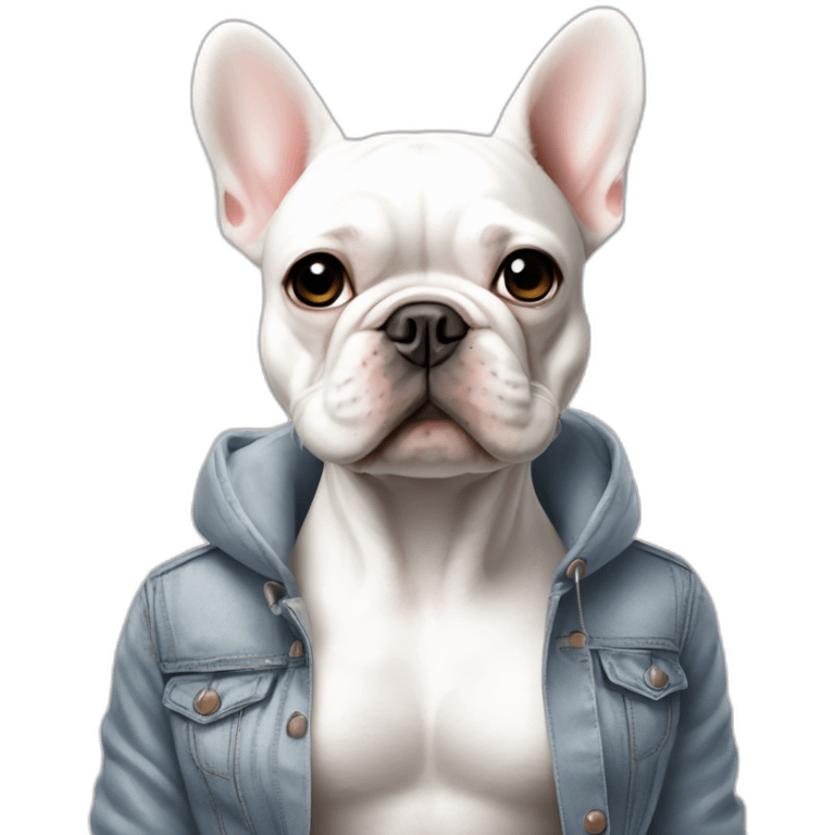 Fashion white FRENCH BULLDOg with skinny girl emoji