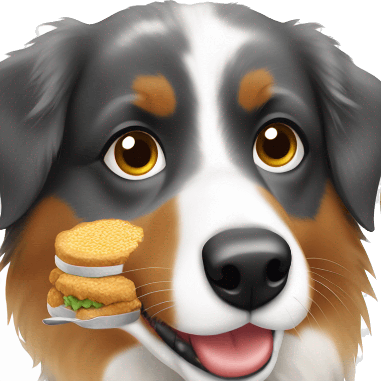 Australian shepherd eating food  emoji