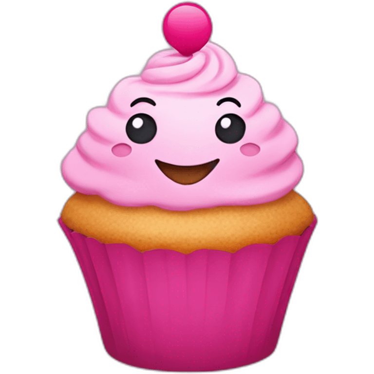 Happy pink cupcake emoji