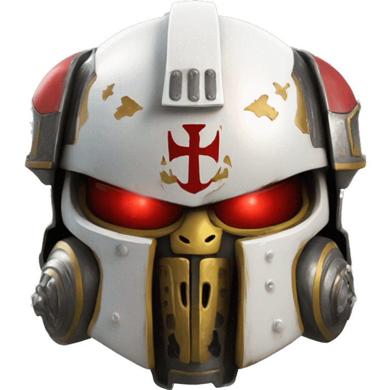 Space Marine 40K helmet with red lenses, featuring the Russian coat of arms. emoji