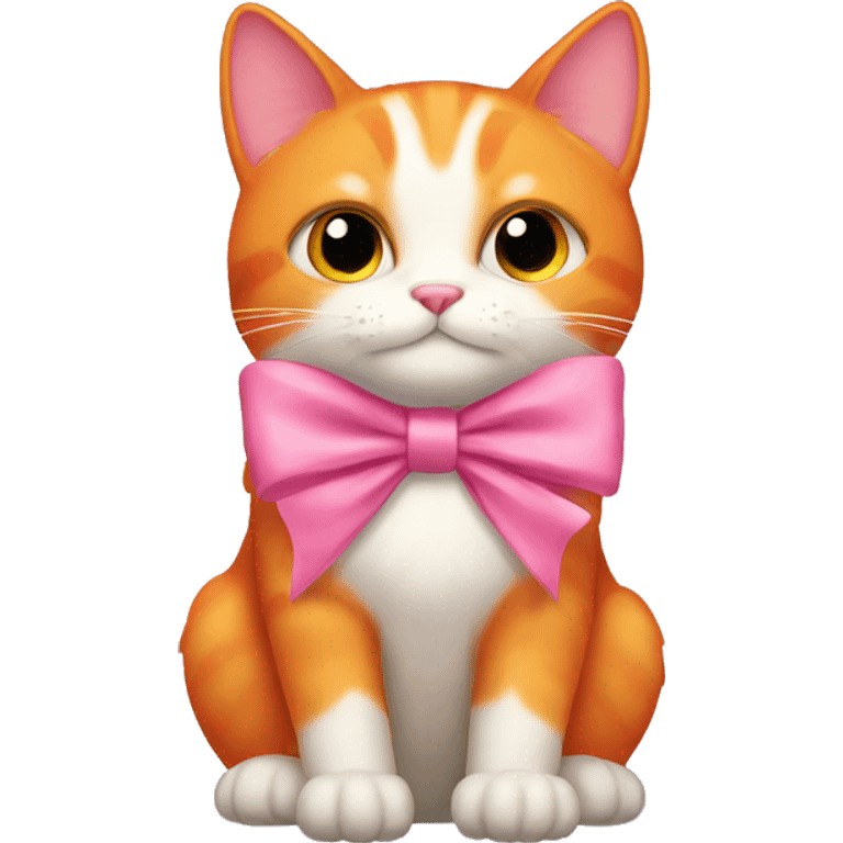 Orange cat with pink bow emoji