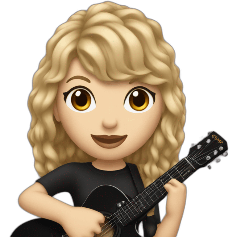 Taylor Swift with a black guitar emoji