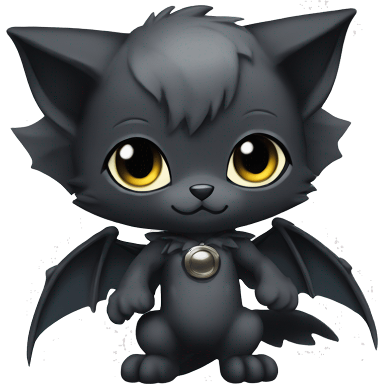 a anthro chibi-style black bat-cat-Fakémon-hybrid full body emoji