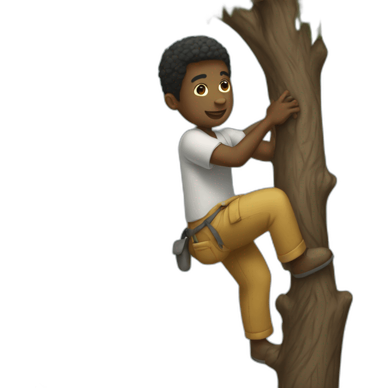 A black men climbing a tree emoji