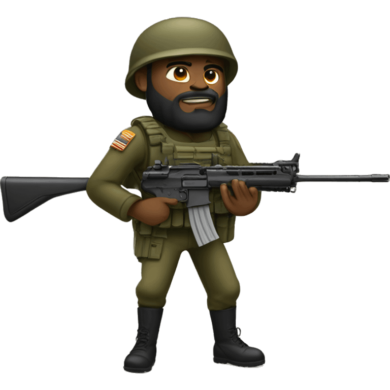 soldier black man with beard rifle aiming emoji