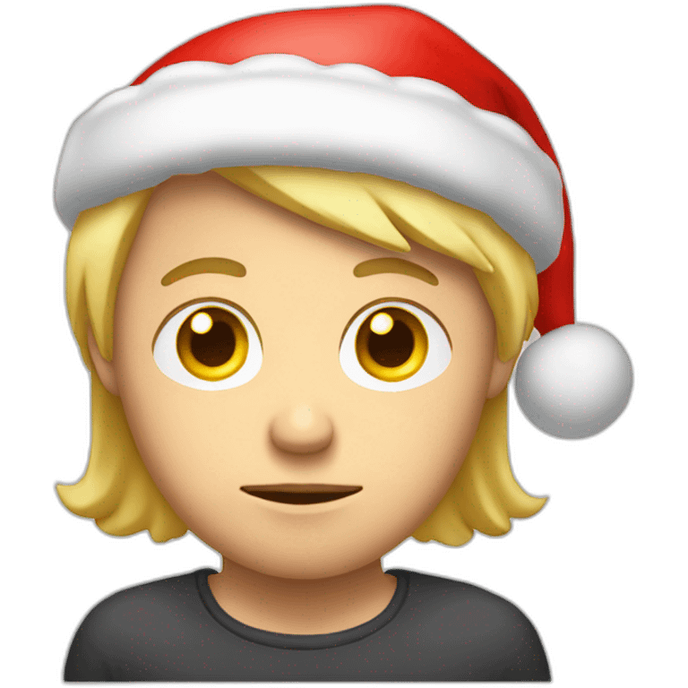  blond man with round face and sad eyes in santas hat emoji