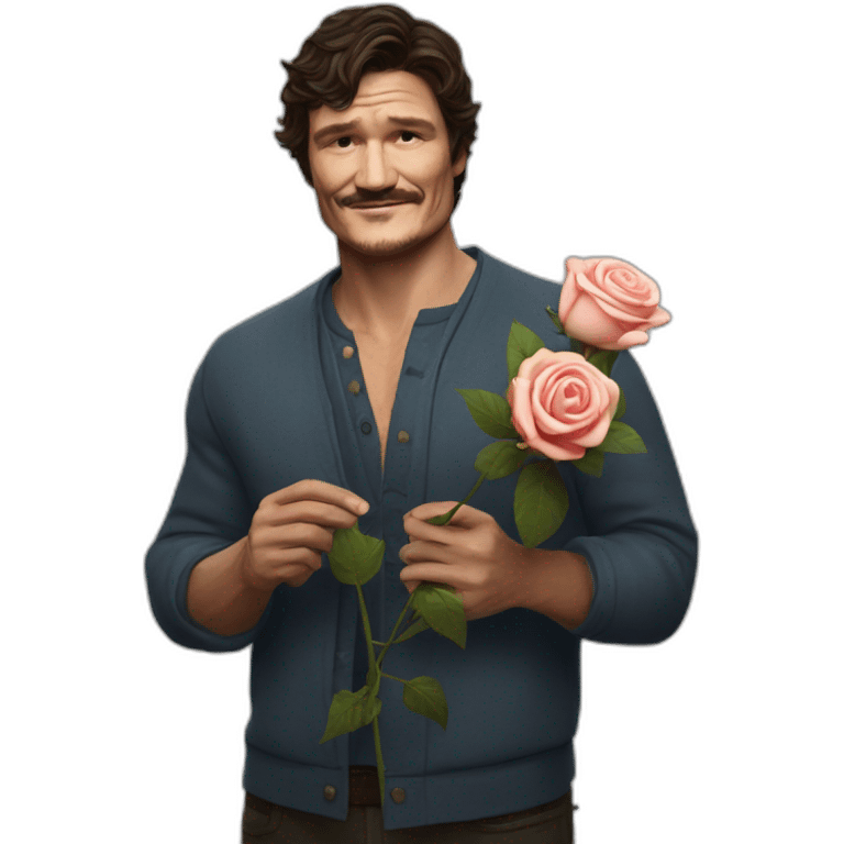 Pedro pascal holding rose emoji