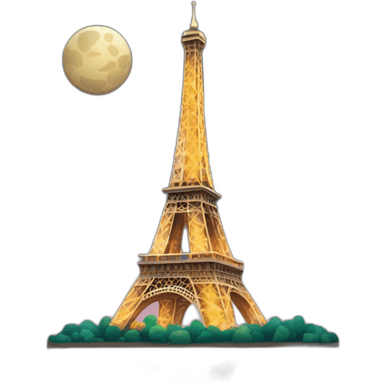 eiffel tower and paris at night emoji