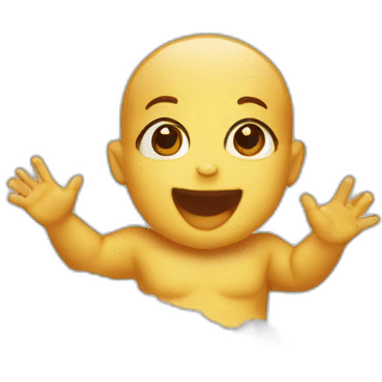 Baby waving out of a mountain of salt emoji