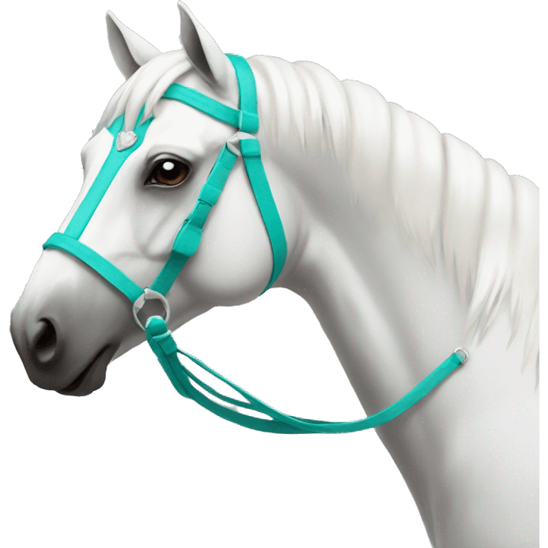 the horse is white with a turquoise crest emoji