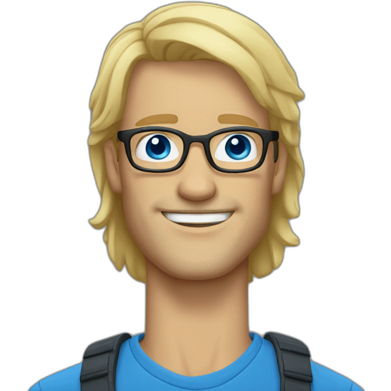 Blonde man with strong jaw and blue eyes and glasses emoji