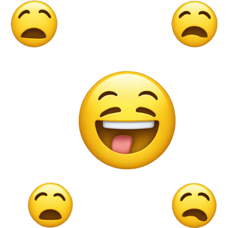 Um unico emoji, com a carinha redonda amarela tradicional dos emojis oficiais, com olhos abertos, e sorriso mostrando dentes, fundo transparente emoji