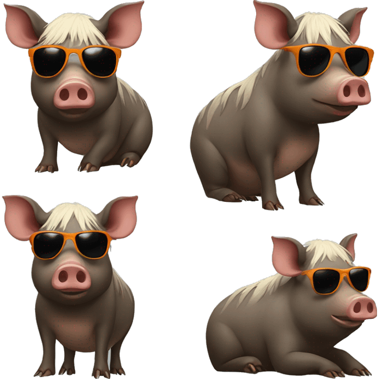 Boar with sunglasses, anthropomorphic emoji