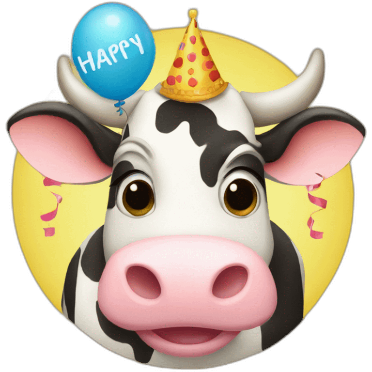 cow holding a sign that has "Happy Birthday Priya" emoji