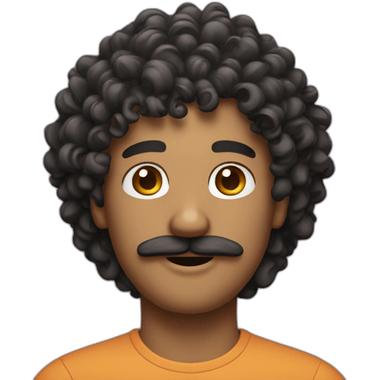 A curly hair man with moustache emoji